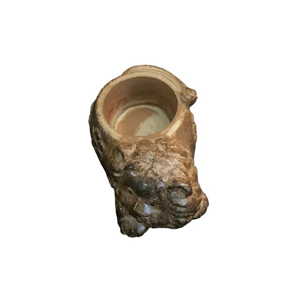 Lion Ceramic Votive Candle Holder Mini Planter a Price Import Japan 4" x 2.5" - Picture 3 of 9